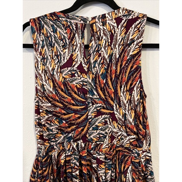 Deletta Corbara Peplum Tank Top Pleated Size Small Anthropologie Feather Print - Picture 9 of 13